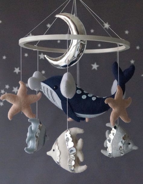 Nautical Mobile, Whale Mobile, Crib Mobiles, Nursery Blue, Fish Mobile, Nautical Nursery Decor, Resin Creations, Baby Mobiles, Ocean Nursery