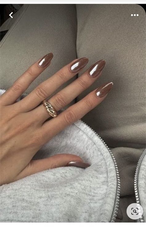 Brown Chrome Nails, Chrome Nail Colors, Brown Chrome, Wife Nails, Nails Collection, Pink Chrome Nails, Milky Nails, Plain Nails, November Nails