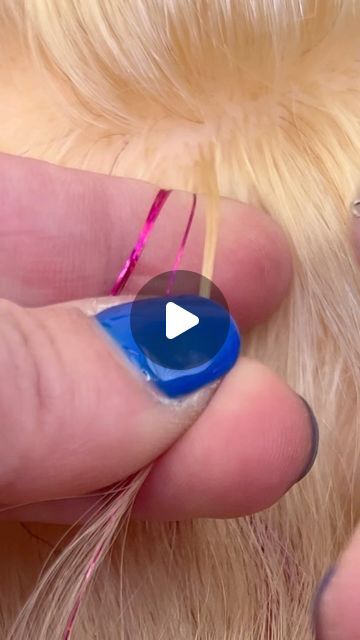 How To Do Tinsel In Hair, Hair Tinsel Slip Knot, Braid Thread In Hair, Tinsel Hair How To, Braid In Tinsel, How To Tinsel Your Hair, Diy Hair Extensions From Wig, How To Put Hair Extensions In Tutorials, Tinsel In Short Hair