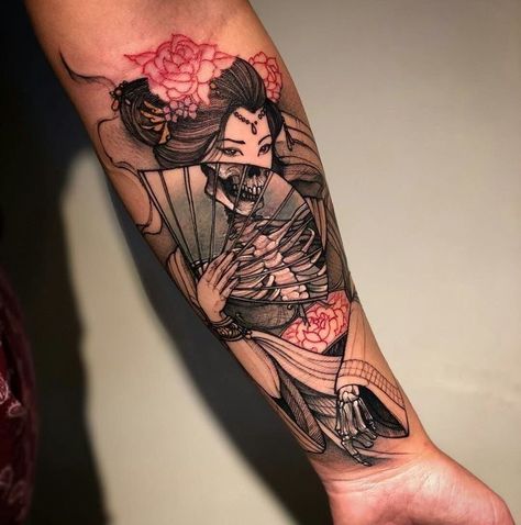 Tato Geisha, Geisha Tattoo Design, Geisha Tattoo, Black Girls With Tattoos, Inspiration Tattoos, Red Ink Tattoos, Dope Tattoos For Women, Stylist Tattoos, Badass Tattoos