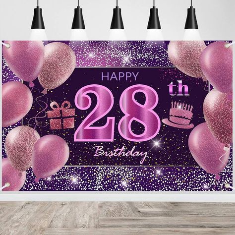 Happy 28th Birthday Cake GIF and Video with sound free download — Download on Funimada.com Pink Decorations, Pink And Gold Birthday Party, 74th Birthday, Pink Gold Birthday, 47th Birthday, 40th Birthday Party Decorations, Unique Party Themes, Purple Balloons, Gold Birthday Party