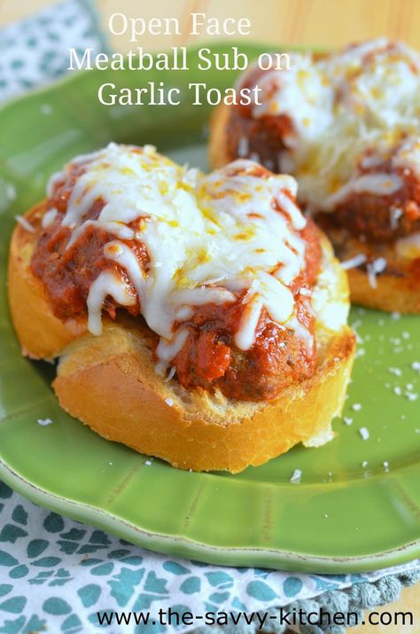 Open Faced Meatball Sandwich, Open Face Meatball Subs, Open Face Meatball Sandwich, Garlic Toast Meatball Sandwich, Open Face Sandwiches Recipes, Amazing Meatballs, Italian Sides, Open Faced Sandwich Recipes, Breaded Meatballs