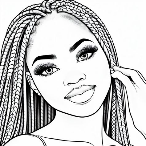 Coloring Pages Black Women, African American Coloring Pages, Black Women Coloring Pages, Artwork Diy Paintings, Color Drawing Art, Adult Coloring Designs, African Art Paintings, Detailed Coloring Pages, Silhouette Clip Art