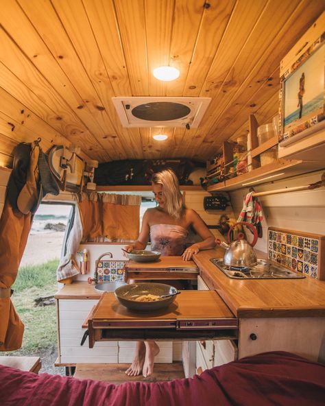 10 Van-Lifers You Should Follow on Instagram Right Now - Dwell Wood Camper, Small Camper Interior, Small Camper, Camper Van Life, Sitting Table, Van Conversion Interior, Campervan Life, Build A Camper Van, Build A Camper