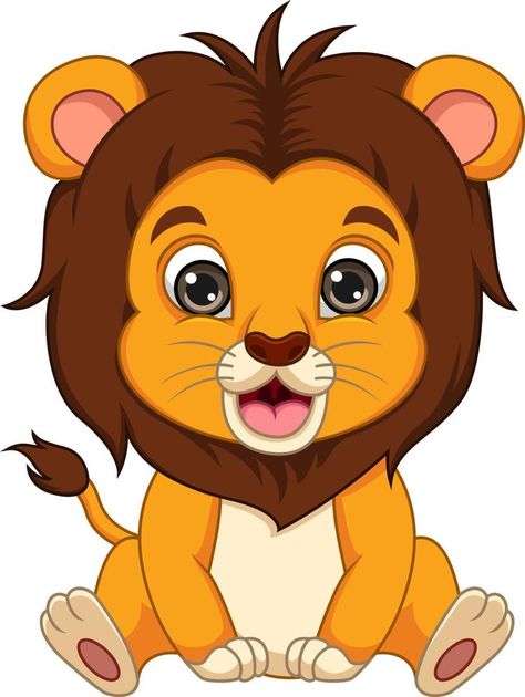 lindo, bebé, león, caricatura, sentado Lion Clipart, Safari Kids, Lion Vector, Lion Drawing, Baby Leopard, Happy Cartoon, Cute Lion, Animal Cute, Baby Lion