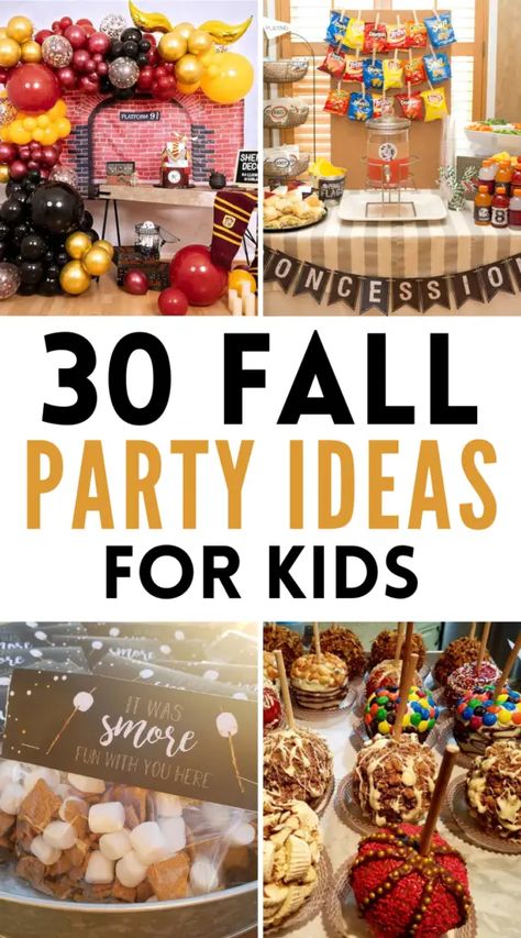 30 Fun Fall Party Ideas for Kids Pumpkin Birthday Party Activities, Fall Carnival Birthday Party Ideas, Fall Party 2nd Grade, Fun Fall Birthday Party Ideas, Room Mom Fall Party Ideas, Fall Theme 2nd Birthday Party, Cozy Fall Party Ideas, Harvest Festival Birthday Party, Elementary Fall Party Ideas