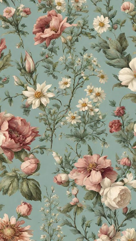 Wallpapers Flowers, Blue Floral Wallpaper, Vintage Floral Wallpapers, Vintage Flowers Wallpaper, Flowers Wallpapers, Vintage Floral Pattern, Wallpaper Vintage, Flowers Wallpaper, Floral Vintage