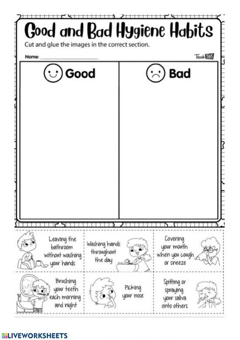 Elementary Hygiene Lessons Activities, 2nd Grade Health Lessons, Healthy Habits Worksheet For Preschool, Hygiene Worksheets Free Printable, Self Hygiene Activities For Kids, Moral Science Worksheet, Good Habits Worksheet For Kindergarten, Good And Bad Habits Worksheet For Kids, Healthy Habits Worksheet