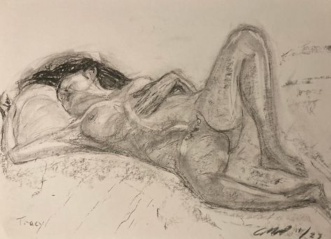 Tracy @diditmyway1 at @adriandutton_life_drawing in Bethnal Green on 17 November. Two 45-minute pieces of the same 90-minute pose: did the pastel one first, but wasn’t happy with the proportions at half time so started again with the charcoal one. Plus 5-minute warm-ups. #learningtodraw #adriandutton_life_drawing #lifedrawing #charcoaldrawing #pastel Person Laying On Stomach Reference, Life Drawing Model Poses, Laying Down Drawing, Female Artworks, Life Drawing Model, Life Drawing Pose, Wolf Tattoos Men, Life Drawing Classes, Female Artwork