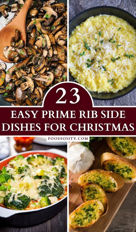 Complement your festive prime rib with our curated collection of 23 side dishes. Tailored for the Christmas spirit, these easy ideas range from traditional classics to delightful new twists. Ready to elevate your holiday feast? Click through to discover the perfect accompaniments to your main course! #PrimeRibSideDishes Christmas Prime Rib Dinner Sides, Christmas Dinner Prime Rib And Sides, Prime Rib Roast Sides Dishes, Roast Beef Side Dishes, Prime Rib Side Dishes, Rib Side Dishes, Prime Rib Sides, Roast Dinner Sides, Roasted Side Dishes