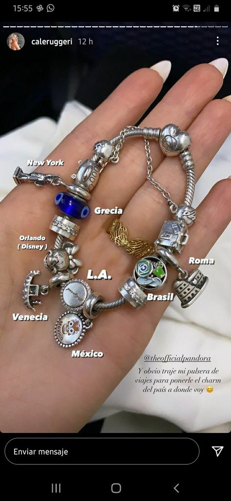 Pandora Travel Charm Bracelet, Meaningful Pandora Charms, Pretty Pandora Bracelet, How To Style Pandora Bracelet, Pandora Bracelet Styling, Pretty Pandora Charms, Cute Pandora Bracelet Ideas, Pandora Gift Aesthetic, Pandora Cute Charms