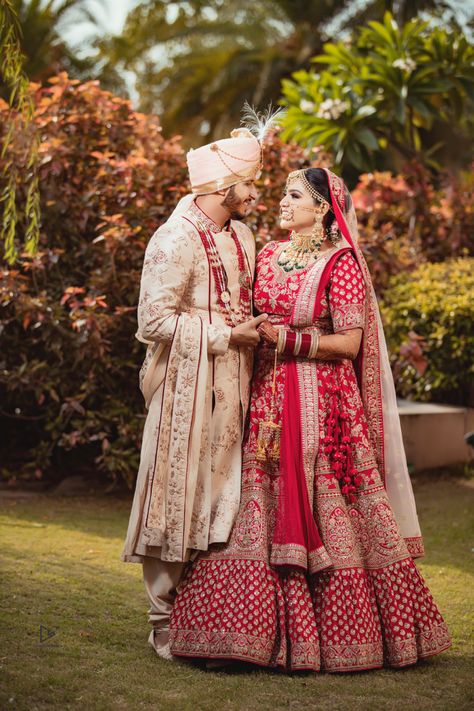 Ankit & Ashima on their wedding Day . . . #wedding #weddingdress #weddingphotography #ringceremony #weddinginspiration #bridalmakeup #bridal #photographer #photographers_of_india #cinestyleindia #weddingday #indianbrides #wedmegood @ashimab19 @ankit_2101 contact @ 9814404141 Couple Poses On Wedding Day, Bridal Groom Indian Dress, Best Poses For Wedding Couple, Wedding Dress Couple Indian, Cupule Wedding Pose, Wedding Dresses For Couple, India Wedding Couple Poses, Wedding Day Couple Poses, Couple Poses In Wedding