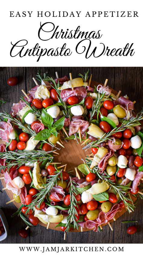 Antipasto wreath holiday appetizer recipe Antipasto Skewer Wreath, Holiday Antipasto Wreath, Antipasto Wreath Christmas Appetizers, Wreath Food Christmas, Antipasta Skewer Wreath, Holiday Antipasto Platter, Christmas Wreath Antipasto Skewers, Antipasto Christmas Wreath, Antipasto Skewers Christmas