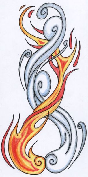 Fire And Air Tattoo, Savage Tattoo, Tattoo Strength, Fire And Air, Twin Tattoos, Air Tattoo, Twin Flame Art, Elements Tattoo, Flame Tattoos