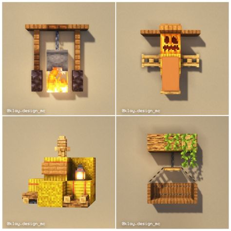 Here’s 12 OUTDOOR DECORATIONS to decorate you garden/village!! My favorite honestly is the tent! 😍 Let me know what’s your favorite below! … | Instagram Minecraft Decor Outdoor, Garden Decor Minecraft, Minecraft Outside House Decor, Small Outdoor Minecraft Builds, Small Shop Minecraft Ideas, Minecraft Village Well Design, Minecraft Cute Outdoor Decor, Minecraft Decorations Exterior, Villager Trading Stalls Minecraft