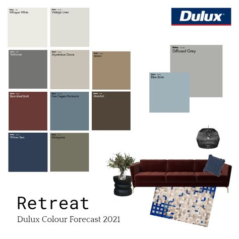 Retreat Dulux Colour Forecast Dulux Vintage Linen, Lounge Painting, Dulux Australia, Interior Palette, House Colour, House Styling, Australia Style, Design Mood Board, Color Forecasting