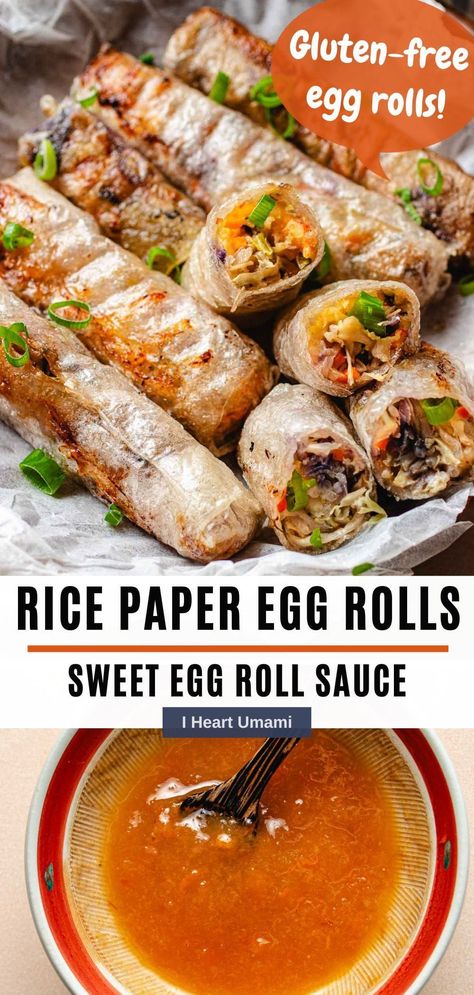 Rice Paper Egg Rolls, Rolls With Rice Paper, Rice Paper Egg, Air Fryer Spring Rolls, Gluten Free Egg Rolls, Rice Wrappers, Rice Paper Recipes, Rice Paper Wrappers, Oven Air Fryer