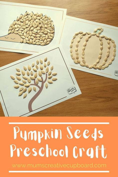 Arts and crafts for toddlers & preschool crafts - Free printable pumpkin seeds craft that is perfect for using up those leftovers from pumpkin carving. pumpkin seeds craft for kids. pumpkin seeds craft preschool ideas. pumpkin seeds craft for toddlers. Use the autumn printable craft for toddlers to guide little ones. pumpkin seed art for kids. pumpkin seed art preschool. pumpkin seed activities for preschool. pumpkin seed preschool activities. crafts to do with pumpkin seeds #pumpkincrafts Seed Preschool Activities, Craft Preschool Ideas, Pumpkin Seed Art, Seed Activities For Preschool, Seed Art For Kids, Fun Crafts For Preschoolers, Pumpkin Seed Activities, Seed Crafts For Kids, Seeds Preschool