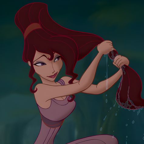 From animated Disney film, “Hercules” (1997). Disney Pfp Icons, Meg Hercules Icon, Disney Hear Me Outs, Meg Hurceles, Meg Hercules Fanart, Hercules Disney Meg, Megan Hercules, Hercules Women, Megara Hercules Aesthetic