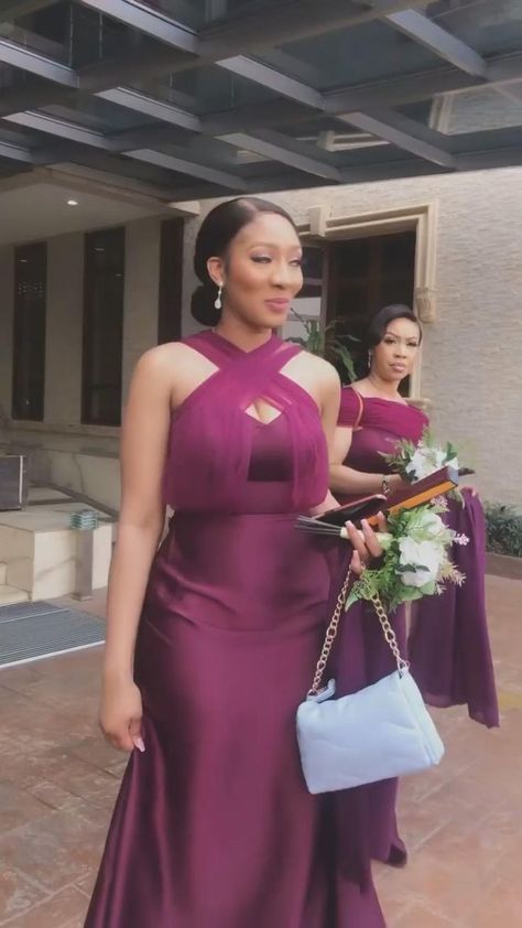 Bridesmaid Dresses African, Bridal Maid Dress, Plum Bridesmaid, Mini Dress Wedding, Braidsmaid Dresses, Latest Bridesmaid Dresses, Fancy Gown, Lace Dress Classy, African Bridal Dress