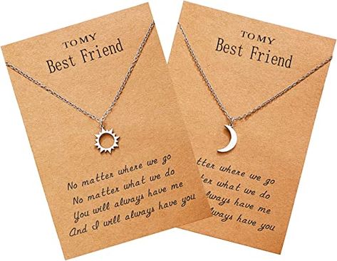 Best Friend Necklace for 2, Sun and Moon Matching Friendship Necklace Jewelry Gifts for BFF Sisters Girls Sun And Moon Matching, Sister Necklaces For 2, Sisters Necklace, Sun And Moon Necklace, Best Friend Necklace, Friendship Necklace, Women's Necklace, Sister Necklace, Bff Necklaces