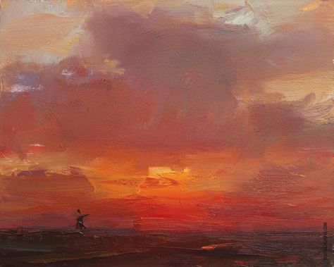 Available Oil Paintings by Roos Schuring Money Piece Balayage, Roos Schuring, Red Sunrise, Sunrise Orange, Art Clouds, Landscape Sunrise, Orange Painting, Money Piece, Red Painting