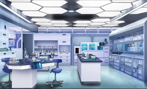 Gacha Backgrounds Lab, Lab Room Aesthetic, Science Lab Drawing Reference, Modern Laboratory Design, High Tech Laboratory, Bloxburg Laboratory, Tech Lab Design, Tech Lab Aesthetic, Science Lab Interior Design