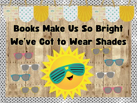 Books Make Us So Bright We’ve Got to Wear Shades Printable Classroom Bulletin Board Kit | Door Decoration | March is Reading Month | Library March Is Reading Month, Daycare Bulletin Boards, Letter Borders, Sun Theme, Bulletin Boards Theme, Classroom Window, Cute Bulletin Boards, Library Media Specialist, Classroom Bulletin Board