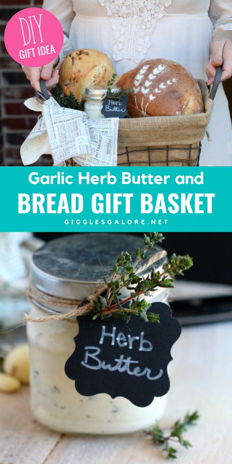 Bread And Jelly Gift Basket, Holiday Bread Gift Basket, Bread And Butter Christmas Gift, Artisan Gift Basket, Honey Gift Basket Ideas Christmas, Homemade Butter Gift Ideas, Homemade Bread And Butter Gifts, Bread And Butter Basket, Homemade Butter Christmas Gift