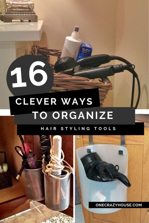 #hairstylingtools #curlingiron #organization #storage #diy #pvcpipe Hair Dryer Storage Ideas, Blow Dryer Storage Ideas, Flat Iron Organization Storage Ideas, Blow Dryer Organization, How To Store Hair Appliances, Organize Curling Irons, Hair Dryer And Curling Iron Storage, Bathroom Hair Dryer Storage, Hot Tool Storage Bathroom