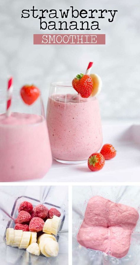 Cleansing Recipes, Strawberry Banana Smoothie Recipe, Smoothie Strawberry, Breakfast Drinks, Breakfast Shakes, Resep Smoothie, Smoothie Recipes Strawberry, Easy Healthy Smoothies, Smoothie Recipes Healthy Breakfast