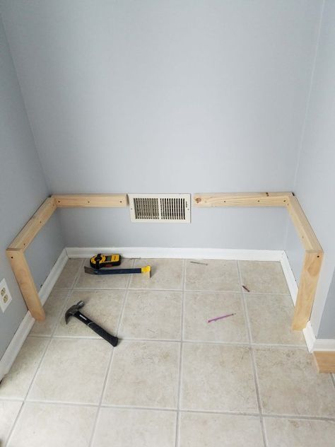 How To Make A Small Bench Entry Ways, Diy Built In Entryway Bench, Diy Front Door Bench, Built In Mudroom Bench Entryway, Small Entryway Bench Ideas Storage, Diy Benches Entryway, Diy Entryway Bench With Back, Diy Hall Bench With Storage, Easy Diy Mudroom Bench