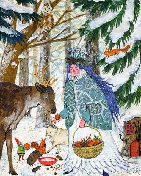 Phoebe Wahl, Winter Poster, Happy Winter Solstice, Arte Folk, Illustration Book, Happy Winter, 캐릭터 드로잉, Winter Print, Winter Art