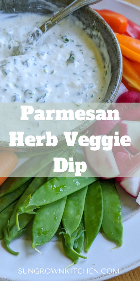 Parmesan Herb Dip is the easiest homemade dip for raw veggies! In under 10 minutes, you can ditch your store-bought ranch for this delicious yogurt based dip with fresh herbs and bold flavor!  This creamy herb dip is perfect for parties or just to keep in the fridge for healthier snacking! Simple Veggie Dip, Dip For Veggies Easy, Keto Dips For Vegetables, Homemade Dips For Veggies, Best Dip For Veggies, Raw Vegetables Snacks, Veggie Dips Recipes, Easy Vegetable Dip, Veg Dip