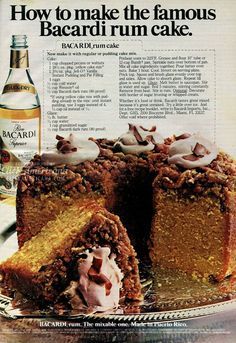 Bacardi Rum Cake Recipe, Pudding Cake Mix, Bacardi Rum Cake, Rum Cake Recipe, Bacardi Rum, Boozy Desserts, Duncan Hines, Rum Cake, Bundt Cakes Recipes