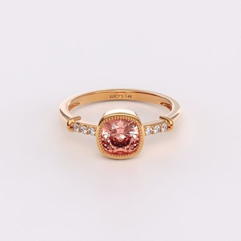 Crafted in 14k Solid Gold, our Padparadscha Sapphire Engagement Ring is a vintage-inspired masterpiece. The captivating Orange-hued gemstone and delicate accents create a unique and elegant piece. Whether for an engagement or an anniversary, this ring symbolizes enduring love and timeless beauty. Make her heart skip a beat with this exquisite ring that's as extraordinary as she is. The ring can be made with yellow, rose, or white gold, please choose your size from the dropdown menu options above Gold Cushion Engagement Ring, Padparadscha Sapphire Ring, Gemstone Solitaire Ring, Cushion Engagement Ring, Gold Cushions, Padparadscha Sapphire, Vintage Orange, Sapphire Engagement, Engagement Rings Sapphire