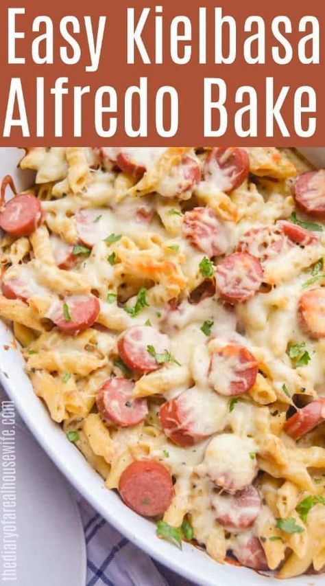 Kielbasa Pasta Bake, Kielbasa Sausage Pasta, Kalbasa Dinner Recipes Crockpot, Polska Kielbasa Recipes Easy, Keilbasa Recipes Easy, Kielbasa And Noodles, Recipes With Kielbasa Sausage, Kielbasa Dinner Recipes, Kielbasa Alfredo