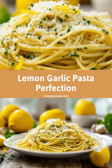 A plate of freshly made lemon garlic pasta garnished with grated cheese and parsley, with lemons and garlic in the background. Garlic Lemon Pasta, Lemon Noodles, Garlic Pasta Recipe, Lemon Pasta Recipes, Penne Pasta Recipes, Welcome To My Kitchen, Lemon Garlic Pasta, Easy Zucchini Recipes, Goat Cheese Pasta