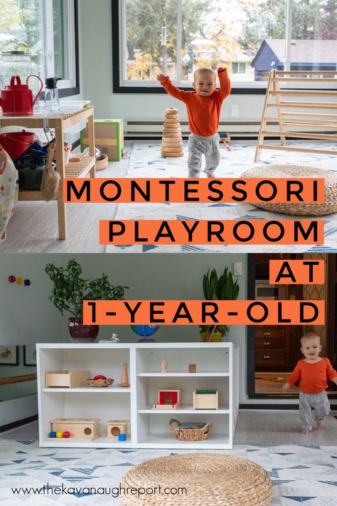 Goodbye Montessori Movement Area Montessori, Playroom For One Year Old, Montisorri Playroom Ideas, Small Montessori Playroom, Baby Play Area In Living Room Small, Baby Play Area In Living Room, Small Montessori Bedroom, Baby Montessori Room, Infant Play Area