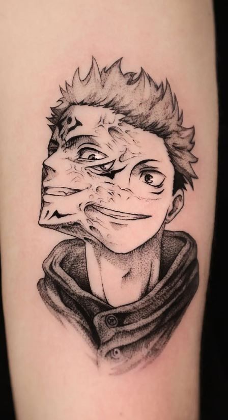 Anime Based Tattoo, Amine Tattoos Ideas, Japanese Anime Tattoo Design, Tattoos On Anime Characters, Anime Tattoos Aesthetic, Tattoo Ideas Anime Inspiration, Amine Tattoos, Anime Tattoo Inspiration, Anime Eye Tattoo Ideas