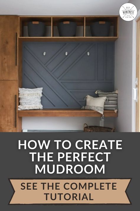 Entryway Ideas With Storage Bench, Drop Zone With Storage, Entryway Wall Cabinet, Entryway Closet Bench Diy, Entry Storage Bench Ideas, Mudroom Mid Century Modern, Bedroom Master Accent Wall, Narrow Mudroom Ideas Entryway Hallway Storage, Hidden Entryway Storage