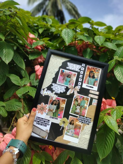 Order your own costomised frame " a token of love" #costomisedgiftsforhim #aesthetic #aestheticphotoframe #aestheticcostomisedgifts #aestheticgifts #vintageframes #giftsforher #giftsforhim Dm for more details Shipping all over India✨💕 Best Friend Photo Gifts Diy, Cute Handmade Paper Gifts, Diy Frame Gift, Friendship Photo Frame Ideas, Photo Frame Aesthetic Ideas, Scrapbook Photo Frame Ideas, Picture Frame Ideas For Best Friends, Photocollage Frame, Birthday Gift Frame Ideas