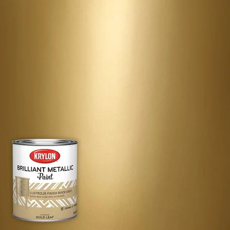 Krylon Gold Leaf Latex Metallic Paint (1-Quart) in the Craft Paint department at Lowes.com Gold Paint For Metal, Metallic Gold Paint Wall, Gold Color Painting, Metallic Gold Paint Colors For Walls, Gold Ceiling Paint, Gold Interior Paint, Metallic Gold Wall Paint, Gold Paint Colors For Walls, Gold Wall Paint