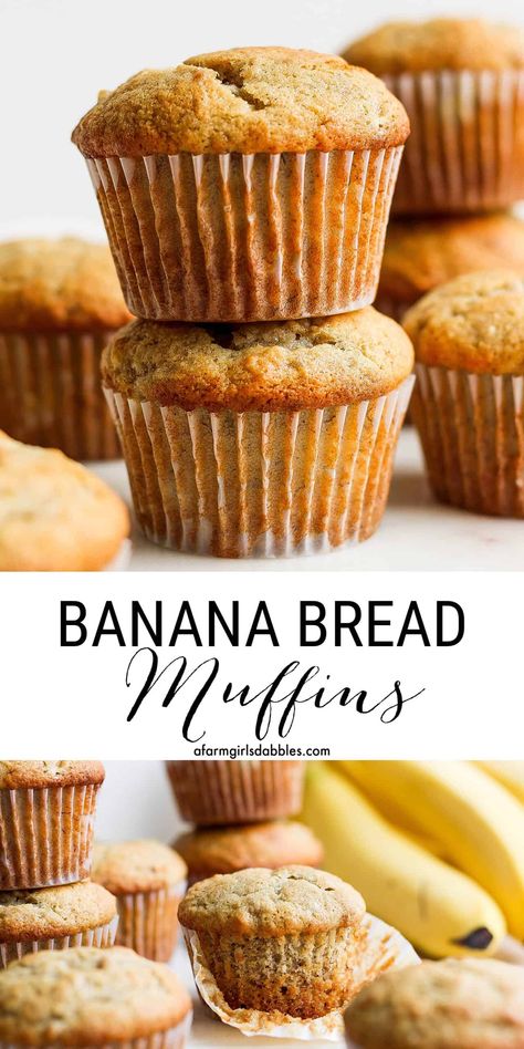 Moist Banana Bread Muffins, Banana Bread Cupcakes, Homemade Banana Muffins, Best Banana Muffins, Best Banana Muffin Recipe, Bread Dips, Banana Bread Muffins Easy, Banana Muffin Recipe Easy, Moist Banana Muffins