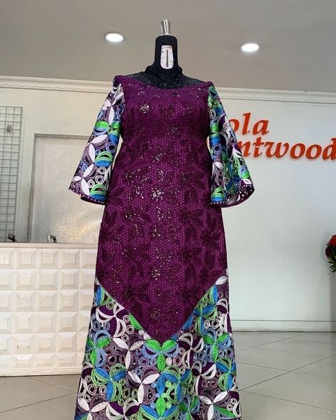 Ankara Mixed With Dry Lace Gown Styles, Nigeria Lace Styles Woman Dresses, Style For Lace Gown Long, Lace Dress Design Nigeria, Ankara A Line Gown Styles, A Line Ankara Gown Styles, A Line Gown Styles, A Line Gown Ankara, A Line Ankara Long Gown Styles