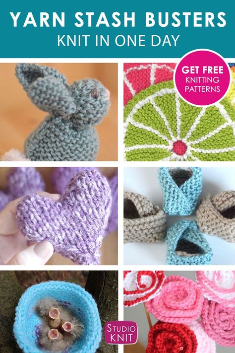 Simple Small Knitting Projects, Knitting Patterns For Leftover Yarn, Knit Crafts To Make And Sell, Small Knitted Projects Simple, Knit Stash Buster Projects, Knitting With Leftover Yarn, No Sew Knitting Patterns, Knitting Patterns Small Projects, Knit Animal Patterns Free Easy