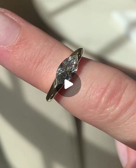 Frank Darling Custom Rings on Instagram: "An FD pro tip! 👇⁠ ⁠ When you have a bezel setting and still want your diamond to remain bright white, you can choose a diamond with bluer hues! It's difficult to go two-tone with a bezel. This way, the blue hues of your diamond will sidestep the yellow tones of your yellow-gold setting!⁠ ⁠ This east-west marquise engagement ring got so much love when we posted it last! The 1 carat marquise sits snug in a custom 18k yellow gold half bezel with a tapered knife edge band.⁠ ⁠ The Ring:⁠ • 1ct Marquise⁠ • F Color, VVS2⁠ • 12.03 x 6.27 mm⁠ • 14k yellow gold⁠ ⁠ #frankdarlingmarquise #practicallyromantic⁠ ⁠ ••⁠ ⁠ #solitairering #solitaireengagementring #eastwestring #marquisecut #marquisediamond #marquiseengagementring #engagementring #alternativeengageme Frank Darling, Knife Edge Ring, Marquise Engagement Ring, Half Bezel, Engagement Rings Marquise, Pro Tip, Yellow Gold Setting, Yellow Tones, Marquise Diamond