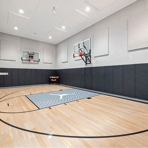 In one of our newest custom builds, you will find an indoor basketball court with a full on score board! #custombuild #nba #basketballcourt #entertainment #greenwichcustomhomes Indoor Basketball Court Garage, Inside Basketball Court, Indoor Basketball Court Design, Basketball Court In House, Indoor Basketball Court In House, Basketball Court Home, Bball Court, Indoor Sports Court, Home Basketball Court