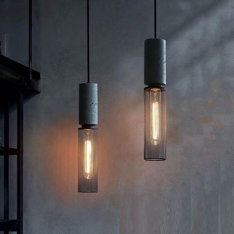 Nordic Transitional, Concrete Lampshade, Corner Hallway, Industrial Style Pendant Lights, Pendant Light Styles, Swag Light, Hallway Decor, Metal Pendant Light, Hanging Ceiling Lights