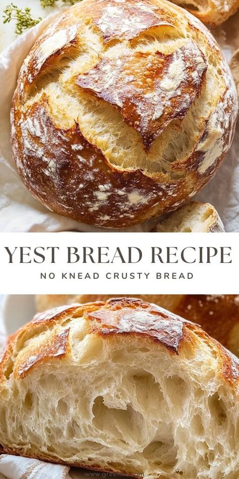 This No-Knead Artisan Bread recipe delivers just that—simple, flavorful, and crusty perfection with minimal effort! 🍞🔥 With a golden, crunchy exterior and soft, airy interior, this bread is the perfect companion to soups, stews, or as a sandwich base. Made with only a few ingredients and no kneading required, this recipe is a game-changer for home bakers of any level. 😋  ✨ Try this easy, no-knead bread recipe today and bake like a pro! ✨  #NoKneadBread | #ArtisanBread | Dutch Oven No Knead Bread, No Knead Bread Recipe, Oven Bread, Dutch Oven Bread, Knead Bread Recipe, Artisan Bread Recipes, Knead Bread, Dutch Oven Cooking, Dutch Oven Recipes